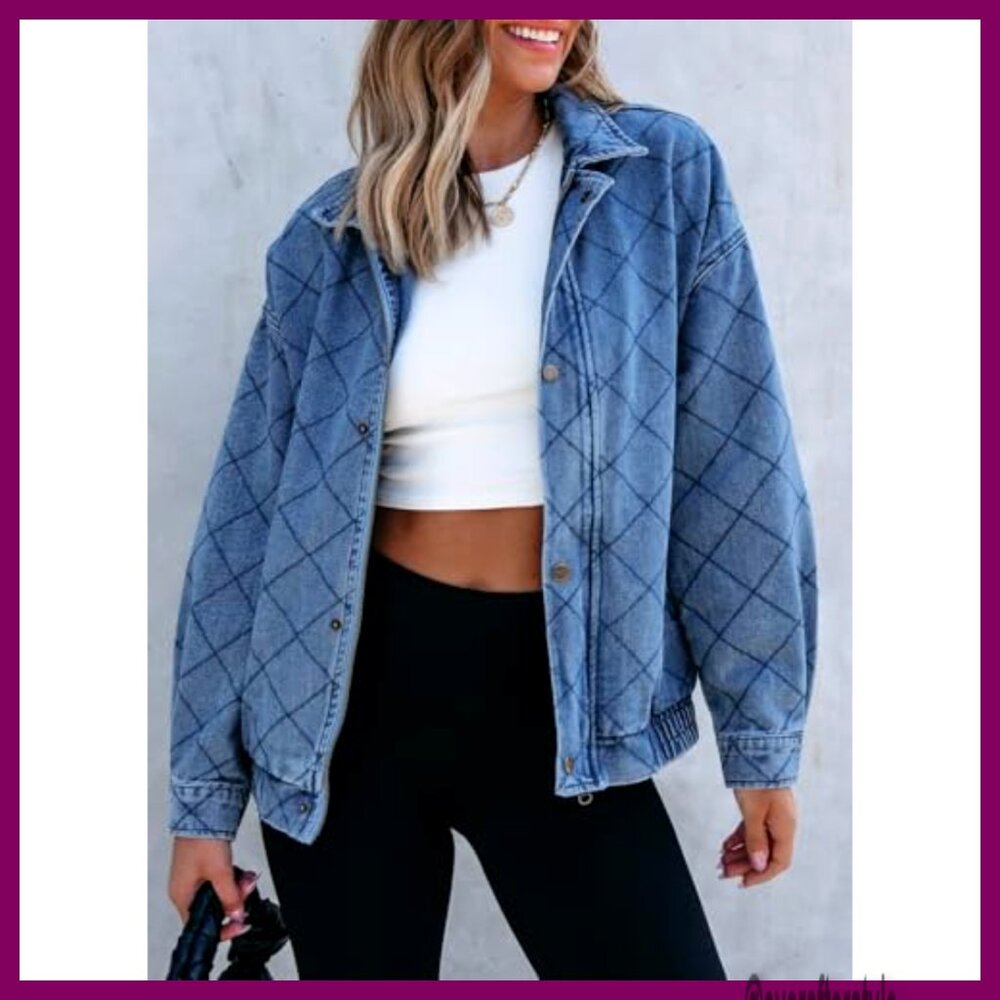 Oversized Denim Jacket Shacket, Stretch Cotton Po… - image 4